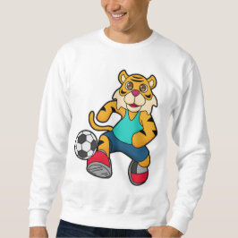 Tiger als Fußballspieler mit Fußball Sweatshirt