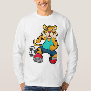 Tiger als Fußballspieler mit Fußball T-Shirt
