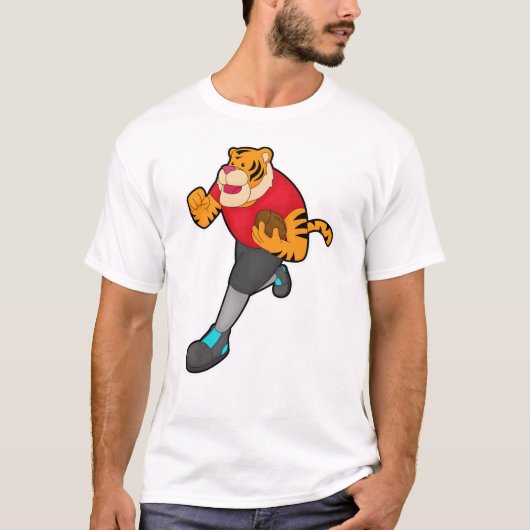 Tiger als Fußballspieler mit Fußball T-Shirt (Vorderseite)