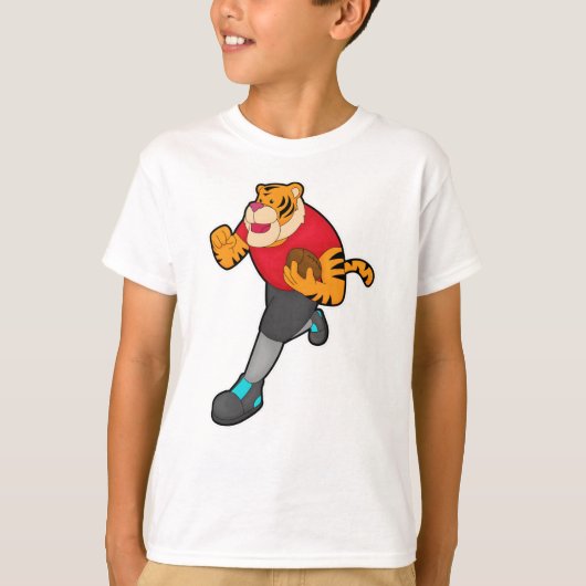 Tiger als Fußballspieler mit Fußball T-Shirt (Vorderseite)