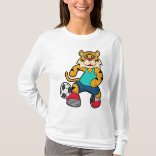 Tiger als Fußballspieler mit Fußball T-Shirt