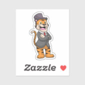 Tiger als Groom mit Jacket & Hut Aufkleber (Blatt)