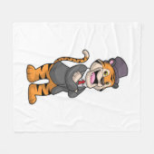 Tiger als Groom mit Jacket & Hut Fleecedecke (Vorderseite (Horizontal))