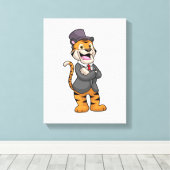Tiger als Groom mit Jacket & Hut Leinwanddruck (Insitu (Holzboden))