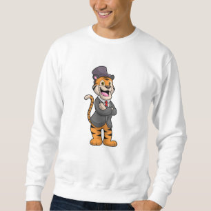 Tiger als Groom mit Jacket & Hut Sweatshirt
