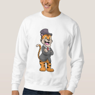 Tiger als Groom mit Jacket & Hut Sweatshirt