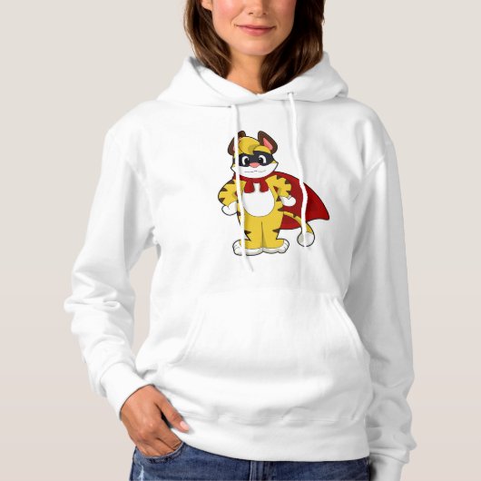Tiger als Held mit Maske & Kap Hoodie (Vorderseite)