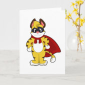 Tiger als Held mit Maske & Kap Karte (Gelbe Blume)