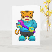 Tiger als Mechaniker mit Schlüssel Karte (Gelbe Blume)