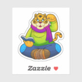 Tiger als Nerd mit Buch Aufkleber (Blatt)