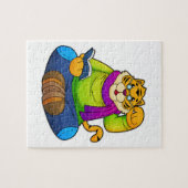 Tiger als Nerd mit Buch Puzzle (Horizontal)