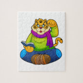 Tiger als Nerd mit Buch Puzzle (Vertikal)