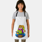 Tiger als Nerd mit Buch Schürze (Insitu)