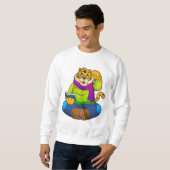 Tiger als Nerd mit Buch Sweatshirt (Vorne ganz)