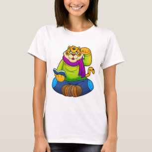 Tiger als Nerd mit Buch T-Shirt