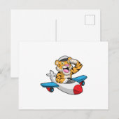 Tiger als Pilot im Flugzeug Postkarte (Vorne/Hinten)
