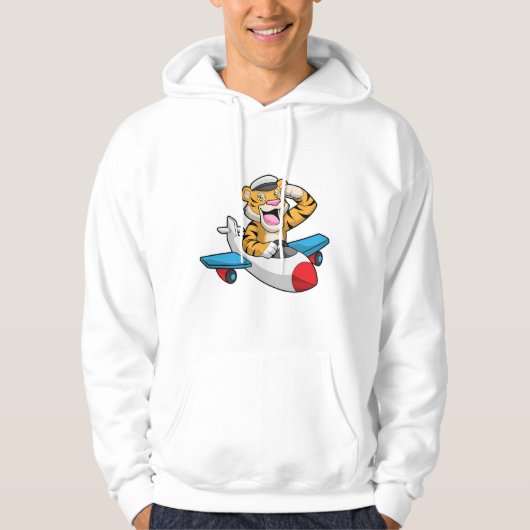 Tiger als Pilot in Flugzeuge Hoodie (Vorderseite)