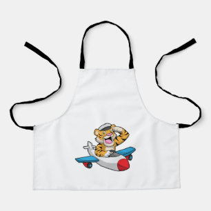 Tiger als Pilot in Flugzeuge Schürze