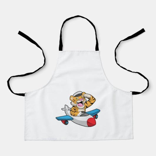 Tiger als Pilot in Flugzeuge Schürze (Vorderseite)