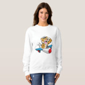 Tiger als Pilot in Flugzeuge Sweatshirt (Vorne ganz)