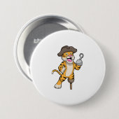 Tiger als Pirate mit Holzbein und Hooker Hand Button (Vorne & Hinten)