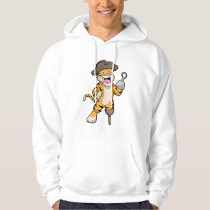 Tiger als Pirate mit Holzbein und Hooker Hand Hoodie