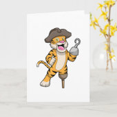 Tiger als Pirate mit Holzbein und Hooker Hand Karte (Gelbe Blume)
