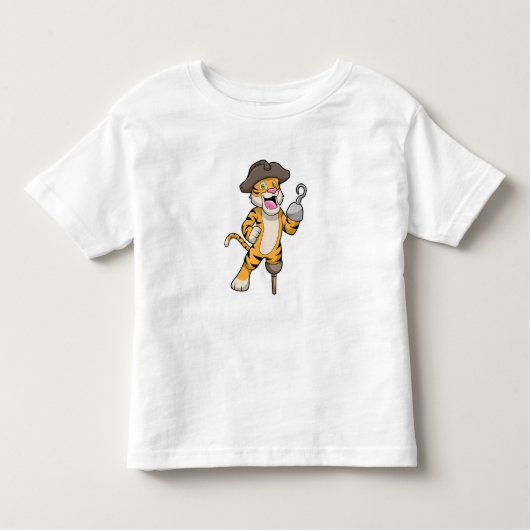 Tiger als Pirate mit Holzbein und Hooker Hand Kleinkind T-shirt (Vorderseite)