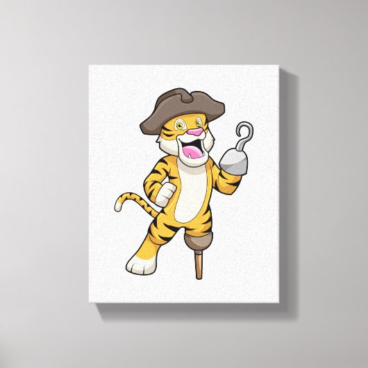 Tiger als Pirate mit Holzbein und Hooker Hand Leinwanddruck (Vorderseite)