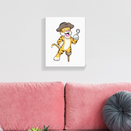 Tiger als Pirate mit Holzbein und Hooker Hand Leinwanddruck (Insitu (Wohnzimmer))