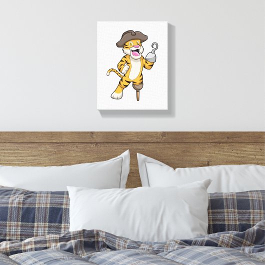 Tiger als Pirate mit Holzbein und Hooker Hand Leinwanddruck (Insitu (Schlafzimmer))