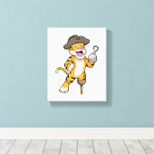 Tiger als Pirate mit Holzbein und Hooker Hand Leinwanddruck (Insitu (Holzboden))