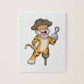 Tiger als Pirate mit Holzbein und Hooker Hand Puzzle (Vertikal)