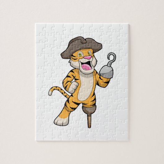 Tiger als Pirate mit Holzbein und Hooker Hand Puzzle (Vertikal)