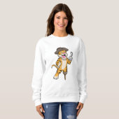 Tiger als Pirate mit Holzbein und Hooker Hand Sweatshirt (Vorne ganz)