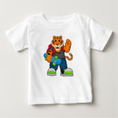 Tiger als Skater mit Skateboard Baby T-shirt (Vorderseite)