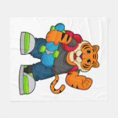 Tiger als Skater mit Skateboard Fleecedecke (Vorderseite (Horizontal))