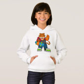 Tiger als Skater mit Skateboard Hoodie (Vorne ganz)