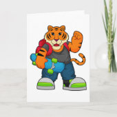 Tiger als Skater mit Skateboard Karte (Vorderseite)