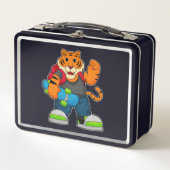 Tiger als Skater mit Skateboard Metall Brotdose (Vorderseite)