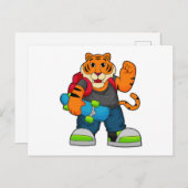 Tiger als Skater mit Skateboard Postkarte (Vorne/Hinten)
