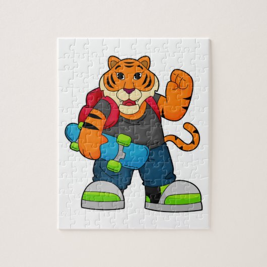 Tiger als Skater mit Skateboard Puzzle (Vertikal)
