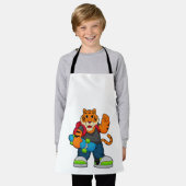 Tiger als Skater mit Skateboard Schürze (Getragen)