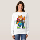 Tiger als Skater mit Skateboard Sweatshirt (Vorne ganz)