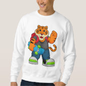 Tiger als Skater mit Skateboard Sweatshirt (Vorderseite)