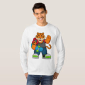 Tiger als Skater mit Skateboard T-Shirt (Vorne ganz)