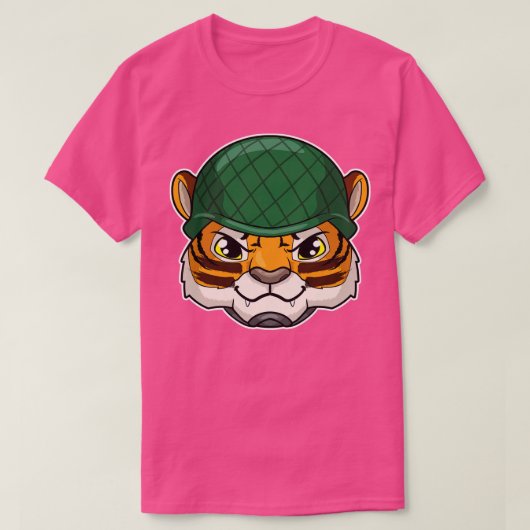 Tiger als Soldat mit Helmet T-Shirt (Design vorne)