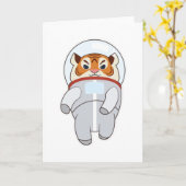 Tiger als Spaceman-Kostüm Karte (Gelbe Blume)