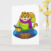 Tiger als Streber mit Buch Karte (Gelbe Blume)