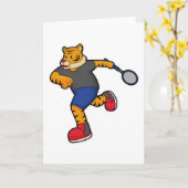 Tiger als Tennisspieler mit Tennisschläger Karte (Gelbe Blume)